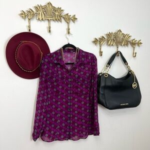 Purple polka dot Button Down Shirt S